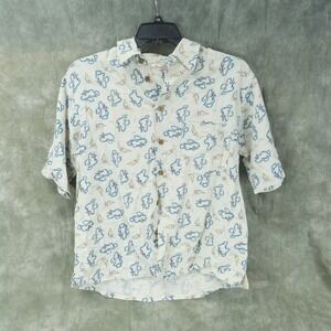 EUC Roundtree & Yorke Caribbean Boats Casual Vintage Silk Blend Size M  S1E1